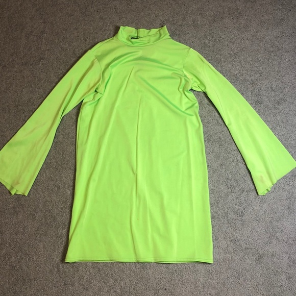 lime green turtleneck dress Charlie Boucle Sweater Dress